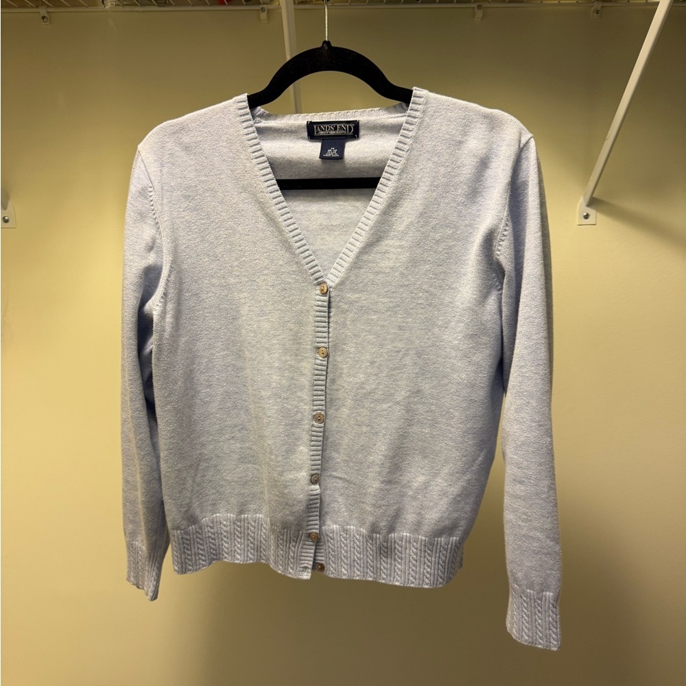 Lands End Baby Blue V-Neck Cardigan